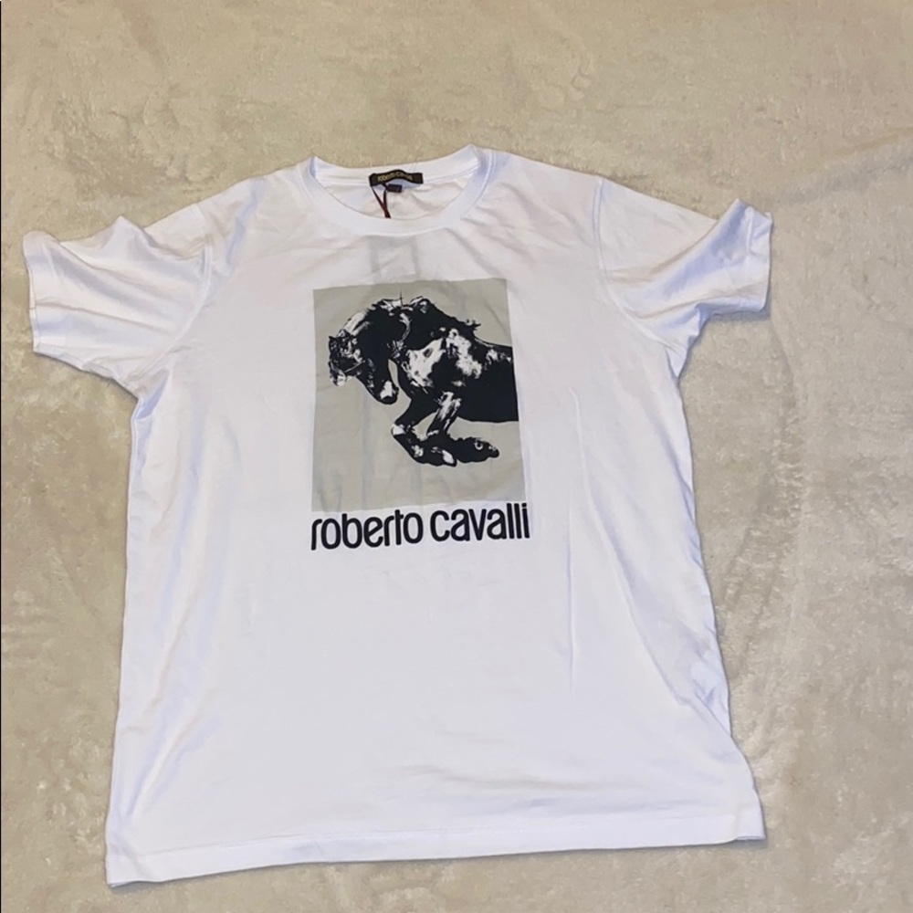 Roberto Cavalli White Graphic T-Shirt